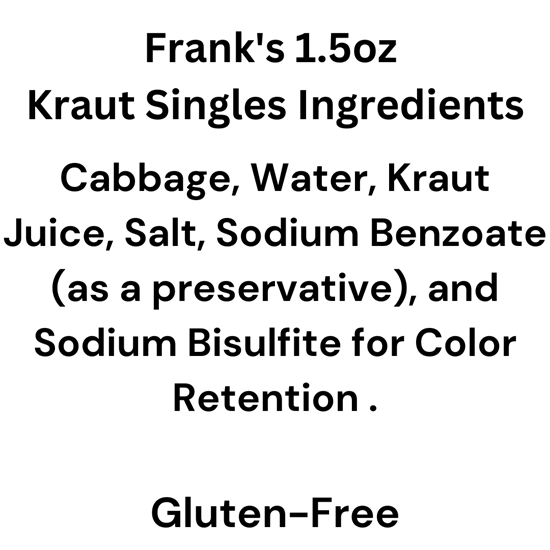 Frank's Kraut Singles, 1.5 oz (18 Pack) - 034300000187
